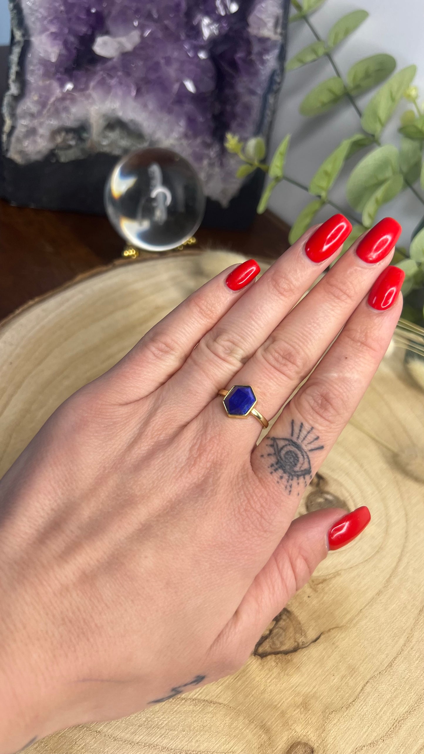 Bague Lapis-Lazuli Hexagonale